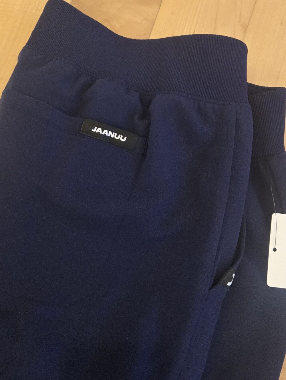 Jaanuu Xenos Knit Waist Navy Drawcord Straight-Leg  Scrub Pants Tall LARGE
